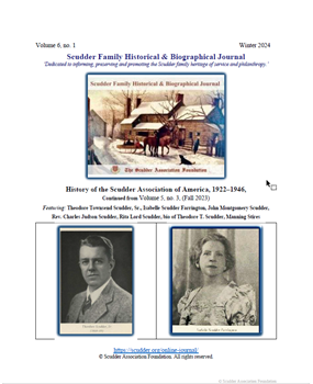 Scudder Family Historical & Biographical Journal, volume 6, no. 1 Winter 2024